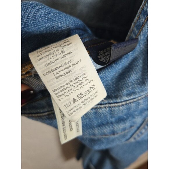 Madewell Overalls XL Blue Denim Short Cutoff Raw Hem 100% Cotton - Picture 4 of 6